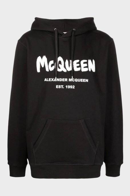 Mcqueen Baskılı % 100 Pamuk Kapüşonlu Oversize Erkek Sweat 688715QTZ81 0901 SİYAH - 5