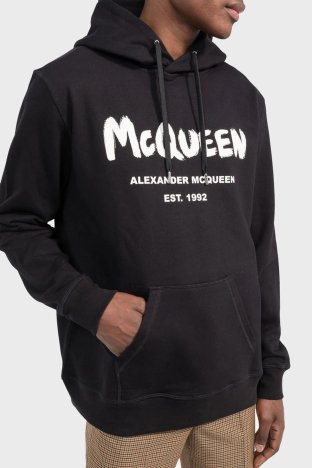 Mcqueen Baskılı % 100 Pamuk Kapüşonlu Oversize Erkek Sweat