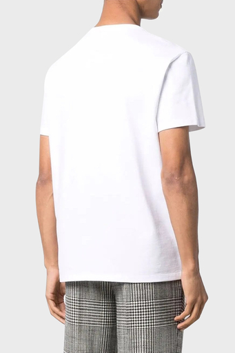 Alexander Mcqueen Baskılı Pamuklu Bisiklet Yaka Erkek T Shirt 682531QSZ63 0900 BEYAZ - 3