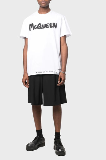 Alexander Mcqueen Baskılı Pamuklu Bisiklet Yaka Regular Fit Erkek T Shirt 622104QTZ57 0900 BEYAZ - 2