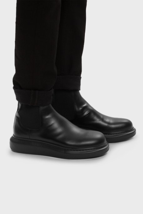 Alexander Mcqueen Hakiki Deri Chelsea Erkek Bot 586198WHX52 1000 SİYAH - 2