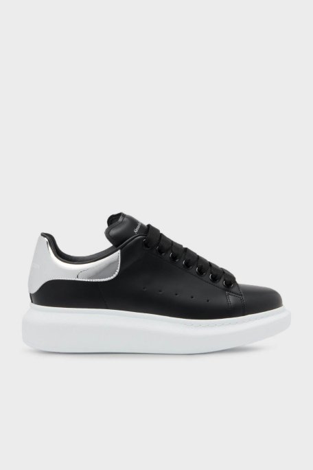 Alexander Mcqueen Hakiki Deri Sneaker Bayan Ayakkabı 718232WIEE4 1081 SİYAH-GÜMÜŞ - 1