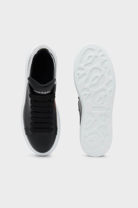 Alexander Mcqueen Hakiki Deri Sneaker Bayan Ayakkabı 718232WIEE4 1081 SİYAH-GÜMÜŞ - 4