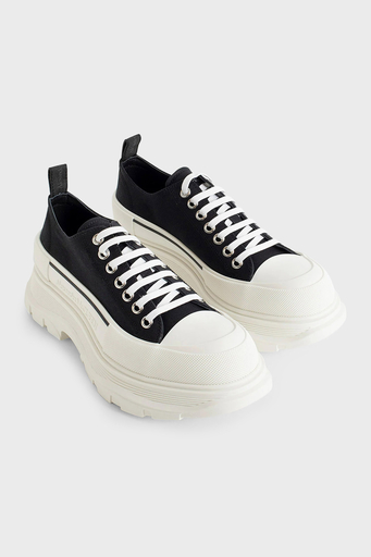 Alexander Mcqueen Logolu Platform Erkek Ayakkabı 705660 W4MV2 1070 SİYAH-BEYAZ - 6