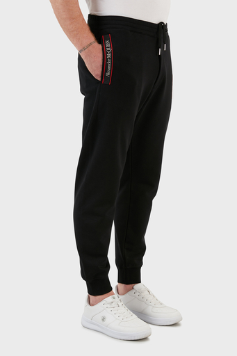 Alexander Mcqueen Pamuklu Cepli Jogger Erkek Pantolon 642664QRX75 0901 SİYAH - 4