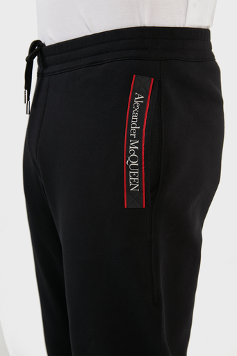 Alexander Mcqueen Pamuklu Cepli Jogger Erkek Pantolon 642664QRX75 0901 SİYAH - 5