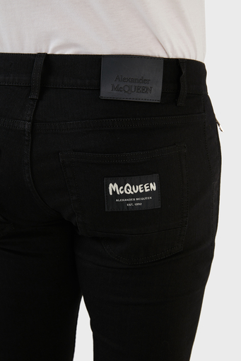 Alexander Mcqueen Pamuklu Slim Fit Normal Bel Dar Paça Jeans Erkek Kot Pantolon 677774QSY49 1000 SİYAH - 7