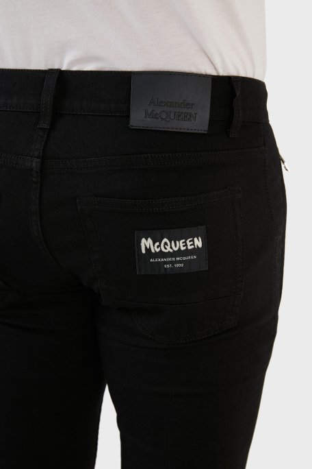 Mcqueen Pamuklu Slim Fit Normal Bel Dar Paça Jeans Erkek Kot Pantolon 677774QSY49 1000 SİYAH - 7