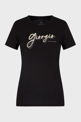 Armani Exchage % 100 Pamuk Regular Fit Bisiklet Yaka Baskılı Bayan T Shirt XW000542 AF10359 UC001 SİYAH - 5