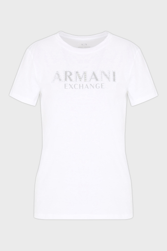 Armani Exchage % 100 Pamuk Regular Fit Bisiklet Yaka Logolu Bayan T Shirt XW000387 AF10354 U0002 BEYAZ - 5
