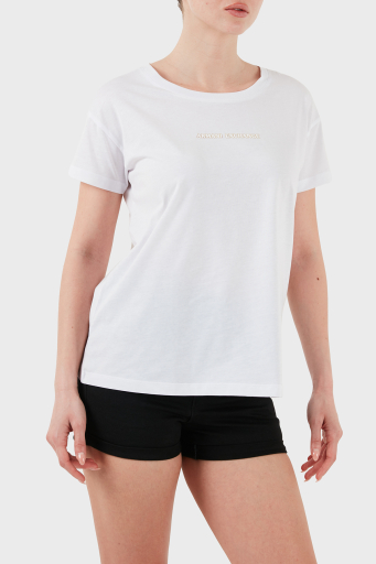 Armani Exchage % 100 Pamuk Regular Fit Bisiklet Yaka Logolu Bayan T Shirt XW000534 AF10359 U0002 BEYAZ - 1