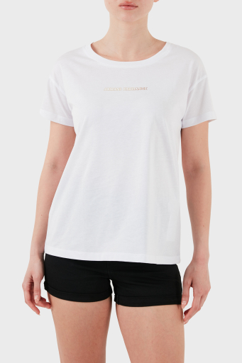 Armani Exchage % 100 Pamuk Regular Fit Bisiklet Yaka Logolu Bayan T Shirt XW000534 AF10359 U0002 BEYAZ - 4