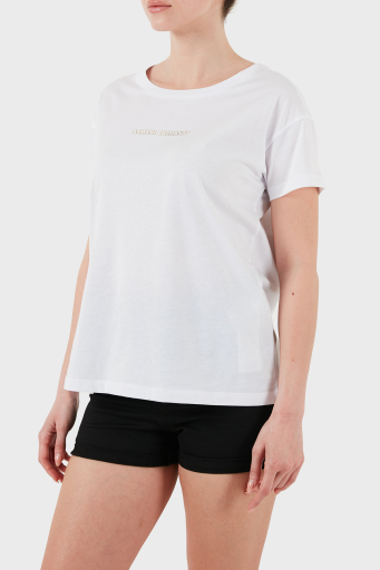 Armani Exchage % 100 Pamuk Regular Fit Bisiklet Yaka Logolu Bayan T Shirt XW000534 AF10359 U0002 BEYAZ - 5
