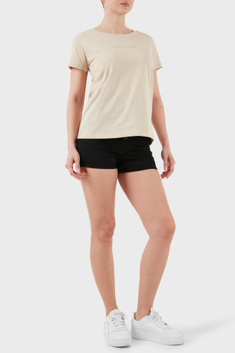 Armani Exchage % 100 Pamuk Regular Fit Bisiklet Yaka Logolu Bayan T Shirt XW000534 AF10359 U1092 KREM - 2