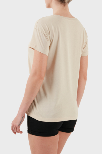 Armani Exchage % 100 Pamuk Regular Fit Bisiklet Yaka Logolu Bayan T Shirt XW000534 AF10359 U1092 KREM - 3