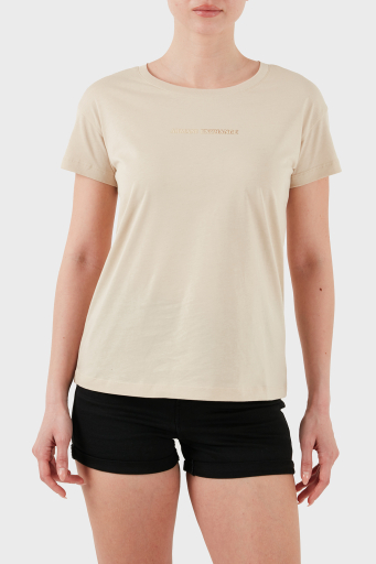 Armani Exchage % 100 Pamuk Regular Fit Bisiklet Yaka Logolu Bayan T Shirt XW000534 AF10359 U1092 KREM - 4