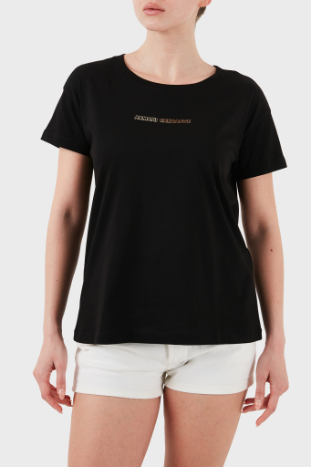 Armani Exchage % 100 Pamuk Regular Fit Bisiklet Yaka Logolu Bayan T Shirt XW000534 AF10359 UC001 SİYAH - 4