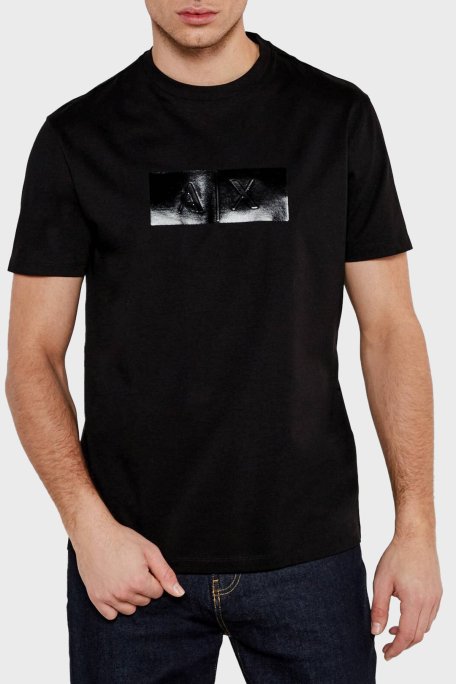 Armani Exchage % 100 Pamuk Regular Fit Logo Baskılı Erkek T Shirt XM000786 AF10364 UC001 SİYAH - 1