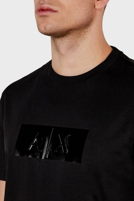 Armani Exchage % 100 Pamuk Regular Fit Logo Baskılı Erkek T Shirt XM000786 AF10364 UC001 SİYAH - 4