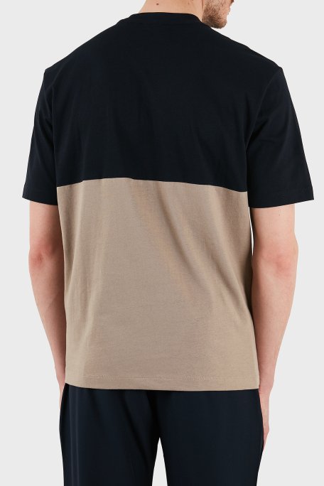 Armani Exchage % 100 Pamuk Regular Fit Sıfır Yaka Erkek T Shirt XM000485 AF10362 MB039 LACİVERT-BEJ - 7
