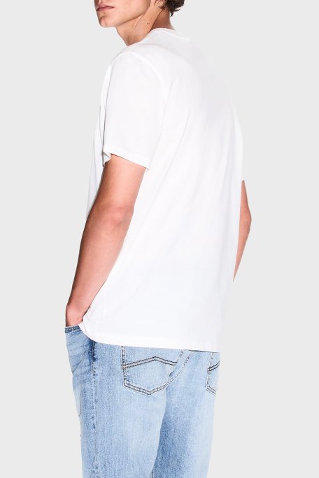 Armani Exchage % 100 Pamuk Regular Fit Sıfır Yaka Erkek T Shirt XM000533 AF10364 U0009 BEYAZ - 3