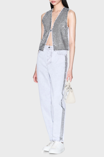 Armani Exchage % 100 Pamuk Regular Fit Taşlı Kot Bayan Yelek XW001205 AF14703 M8090 GRİ - 2