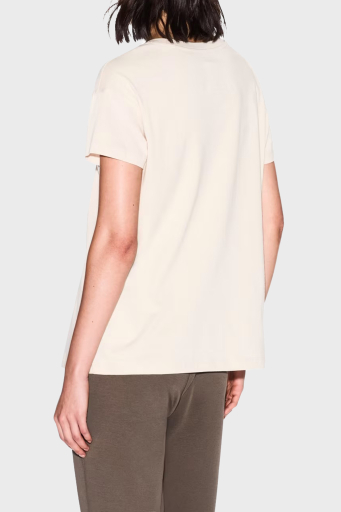 Armani Exchage % 100 Pamuk Relaxed Fit Taşlı Logolu Bayan T Shirt XW000830 AF10356 U1092 KREM - 2