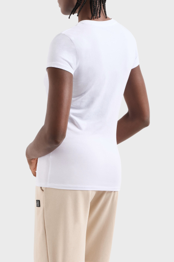 Armani Exchage % 100 Pamuk Slim Fit V Yaka Logolu Bayan T Shirt XW000105 AF11929 U0002 BEYAZ - 2