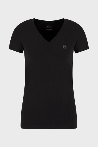 Armani Exchage % 100 Pamuk Slim Fit V Yaka Logolu Bayan T Shirt XW000105 AF11929 UC001 SİYAH - 5