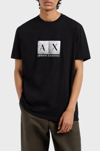 Armani Exchage Baskılı % 100 Pamuk Regular Fit Bisiklet Yaka Erkek T Shirt XM000555 AF10358 UC001 SİYAH - 1