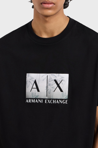 Armani Exchage Baskılı % 100 Pamuk Regular Fit Bisiklet Yaka Erkek T Shirt XM000555 AF10358 UC001 SİYAH - 4