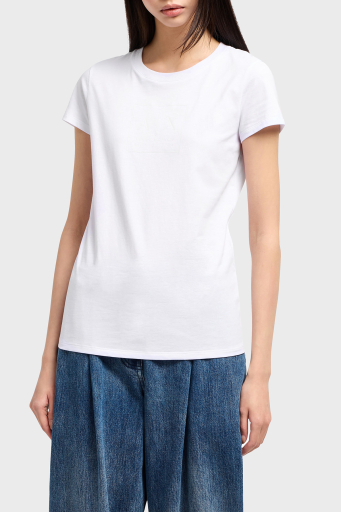 Armani Exchage Logolu % 100 Pamuk Slim Fit Bisiklet Yaka Bayan T Shirt XW000530 AF10359 U0002 BEYAZ - 1