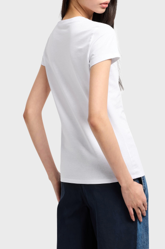Armani Exchage Logolu % 100 Pamuk Slim Fit Bisiklet Yaka Bayan T Shirt XW000530 AF10359 U0002 BEYAZ - 2