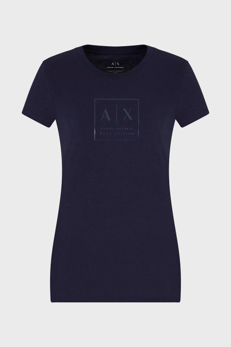 Armani Exchage Logolu % 100 Pamuk Slim Fit Bisiklet Yaka Bayan T Shirt XW000530 AF10359 UB100 LACİVERT - 5