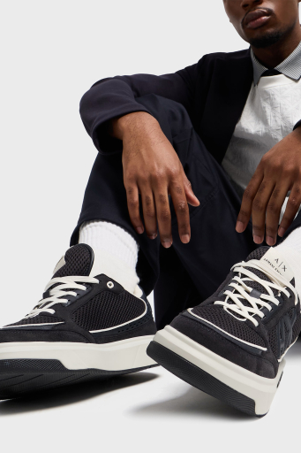 Armani Exchage Logolu File Detaylı Sneaker Erkek Ayakkabı XUX242 XV912 U385 LACİVERT-EKRU - 2