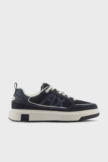 Armani Exchage Logolu File Detaylı Sneaker Erkek Ayakkabı XUX242 XV912 U385 LACİVERT-EKRU - 1