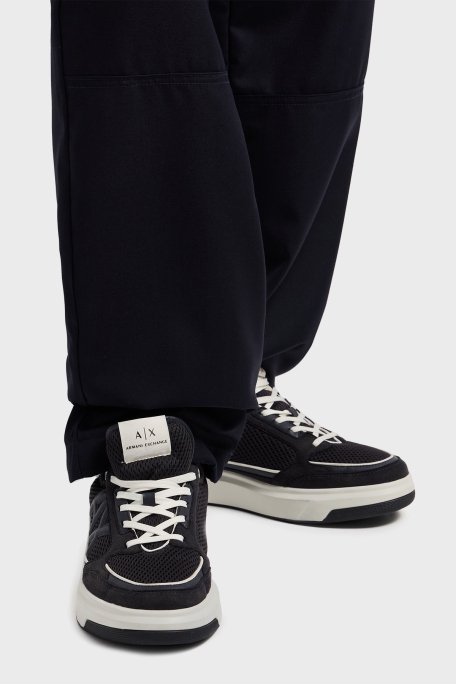 Armani Exchage Logolu File Detaylı Sneaker Erkek Ayakkabı XUX242 XV912 U385 LACİVERT-EKRU - 3
