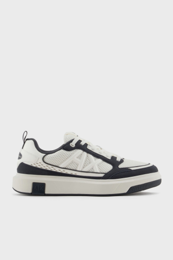 Armani Exchage Logolu File Detaylı Sneaker Erkek Ayakkabı XUX242 XV912 U389 EKRU-LACİVERT - 1