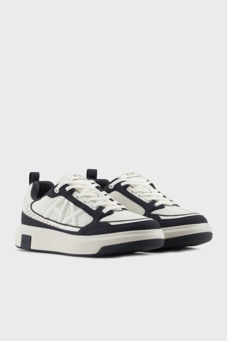 Armani Exchage Logolu File Detaylı Sneaker Erkek Ayakkabı XUX242 XV912 U389 EKRU-LACİVERT - 3