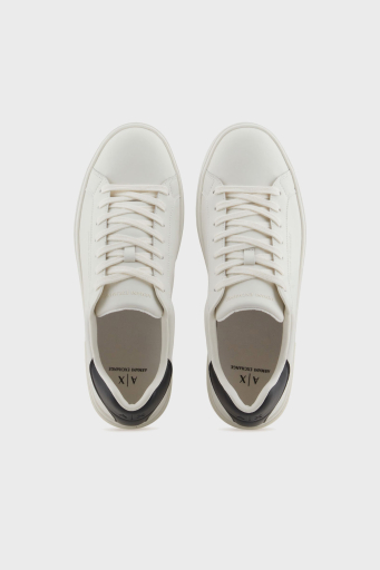Armani Exchage Logolu Hakiki Deri Sneaker Erkek Ayakkabı XM000141 AF11912 M0017 EKRU-SİYAH - 3
