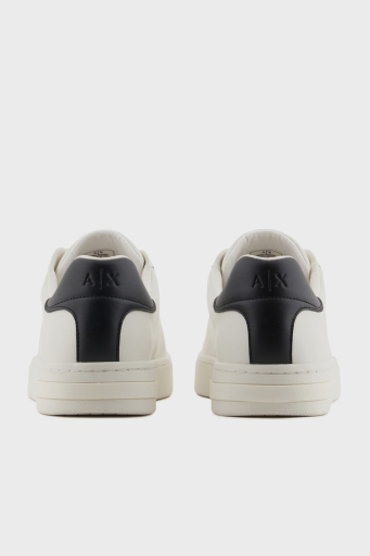 Armani Exchage Logolu Hakiki Deri Sneaker Erkek Ayakkabı XM000141 AF11912 M0017 EKRU-SİYAH - 5
