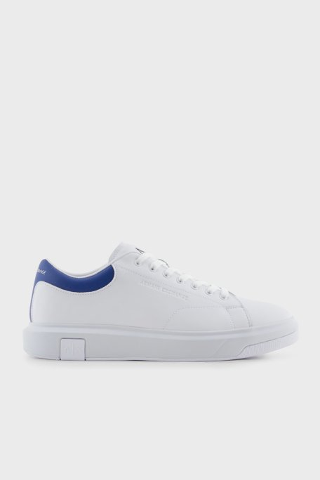 Armani Exchage Logolu Hakiki Deri Sneaker Erkek Ayakkabı XUX123 XV534 U648 BEYAZ-LACİVERT - 1