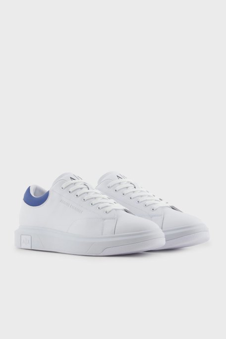 Armani Exchage Logolu Hakiki Deri Sneaker Erkek Ayakkabı XUX123 XV534 U648 BEYAZ-LACİVERT - 2