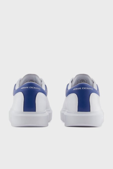 Armani Exchage Logolu Hakiki Deri Sneaker Erkek Ayakkabı XUX123 XV534 U648 BEYAZ-LACİVERT - 5