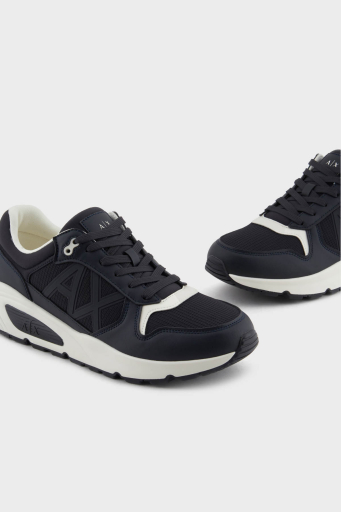 Armani Exchage Logolu Kalın Taban Sneaker Erkek Ayakkabı XUX239 XV909 U385 LACİVERT-EKRU - 3