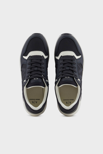 Armani Exchage Logolu Kalın Taban Sneaker Erkek Ayakkabı XUX239 XV909 U385 LACİVERT-EKRU - 4