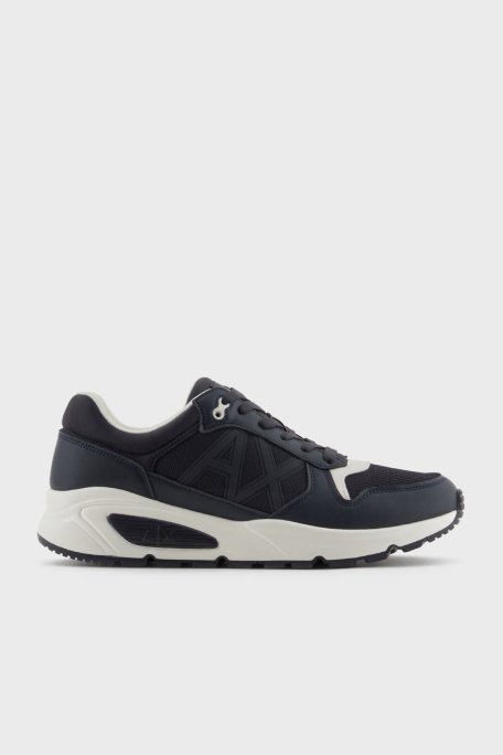 Armani Exchage Logolu Kalın Taban Sneaker Erkek Ayakkabı XUX239 XV909 U385 LACİVERT-EKRU - 1