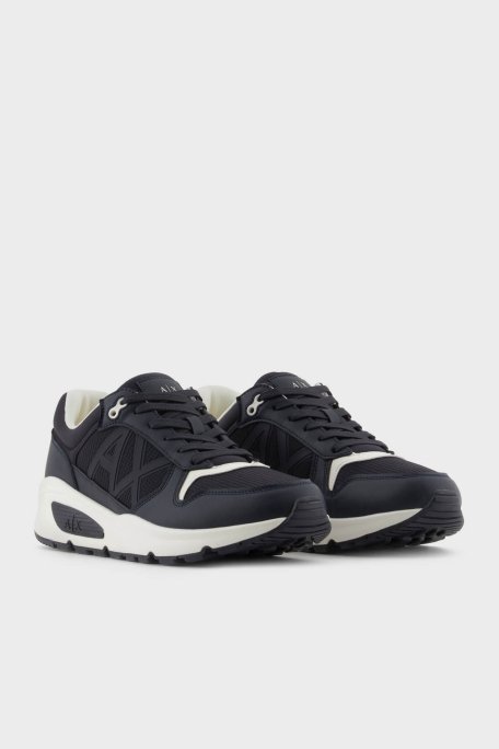 Armani Exchage Logolu Kalın Taban Sneaker Erkek Ayakkabı XUX239 XV909 U385 LACİVERT-EKRU - 2