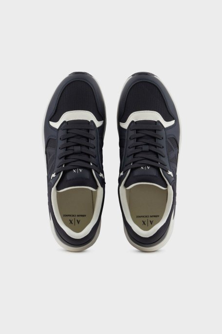 Armani Exchage Logolu Kalın Taban Sneaker Erkek Ayakkabı XUX239 XV909 U385 LACİVERT-EKRU - 4