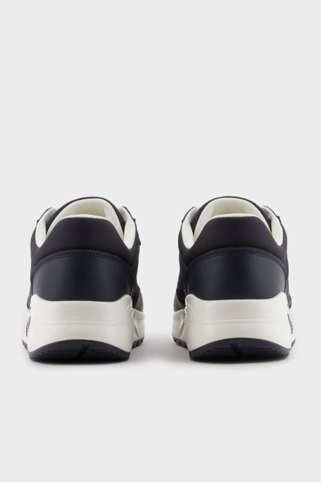Armani Exchage Logolu Kalın Taban Sneaker Erkek Ayakkabı XUX239 XV909 U385 LACİVERT-EKRU - 5